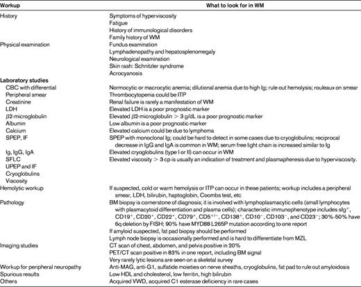 Diagnostic workup of WM