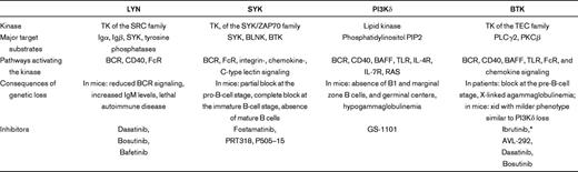Select kinases in the pathogenesis of CLL