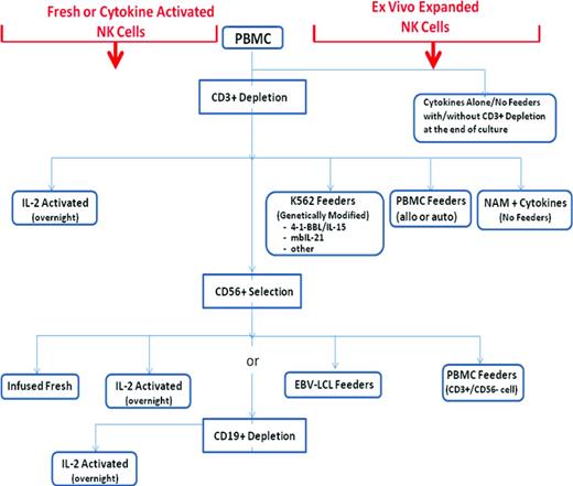 Figure 1. Methods to activate and/or ex vivo expand human NK cells for infusion in patients with cancer.