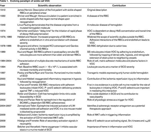 Evolving paradigm of sickle cell VOC