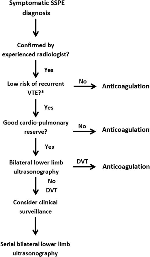 Figure 2. Management strategy for symptomatic subsegmental pulmonary embolism. DVT, deep vein thrombosis; SSPE, subsegmental pulmonary embolism; VTE, venous thromboembolism.