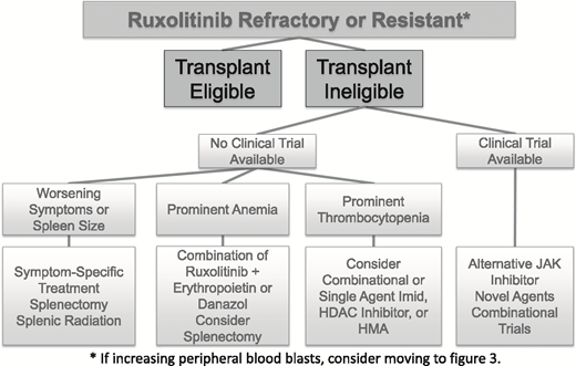 Figure 2. Treatment guideline for MF relapsed or refractory to ruxolitinib.