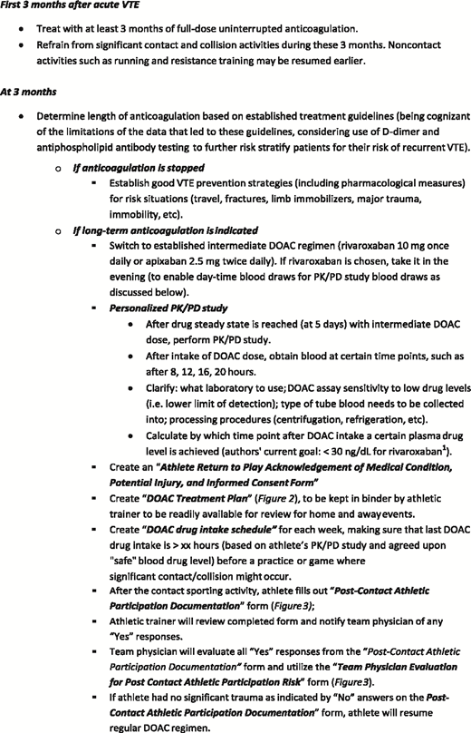 Figure 1. Proposed approach to selected elite athletes with VTE (proximal DVT and/or PE).