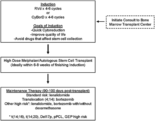 Figure 1. Approach to transplant-eligible newly diagnosed MM. pPCL, primary plasma cell leukemia.