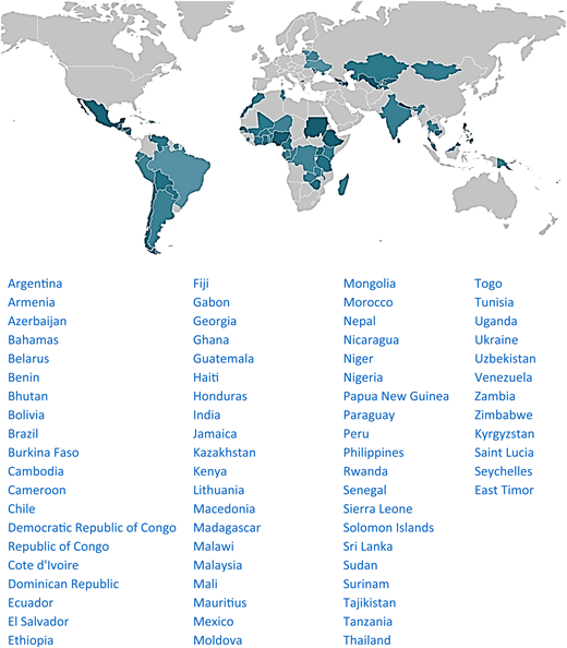 Global scope of MAS for CML. Countries with access to at least 1 TKI are in green—darker color denotes a larger number of patients helped. The Max Foundation does not operate in areas shown in light gray.