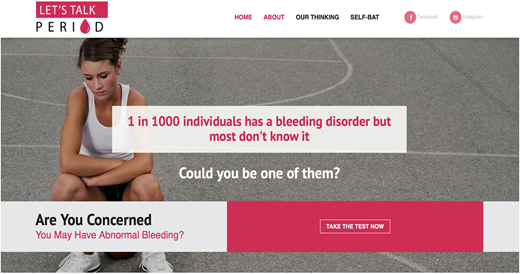 Homepage of Let’s Talk Period.