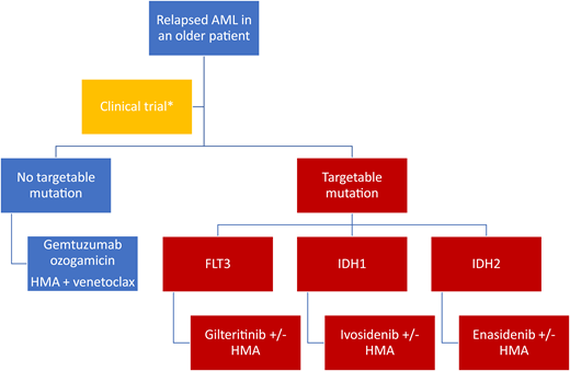 Algorithm for the treatment of relapsed older AML patients.