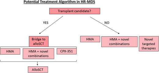 Treatment algorithm for HR-MDS based on therapies under development.