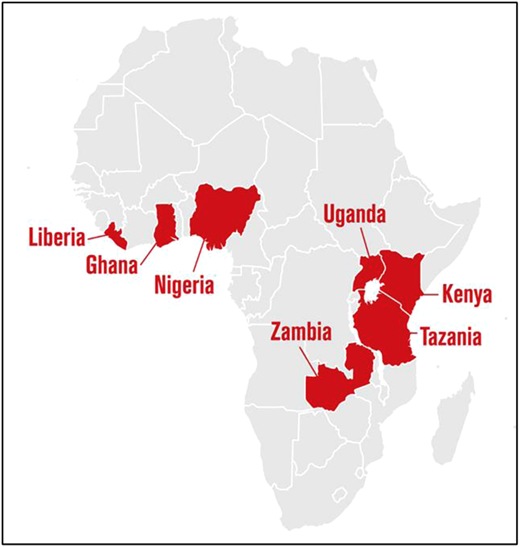 Map of Africa showing CONSA countries.