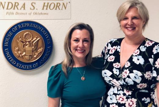 Pictured (L-R): Jennifer Holter-Chakrabarty, MD, and Representative Kendra Horn