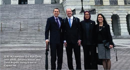 (L-R) ALI members Drs. Kyle Davis, John Jakob, Tamanna Haque, and Dana Angelini during a visit to Capitol Hill.