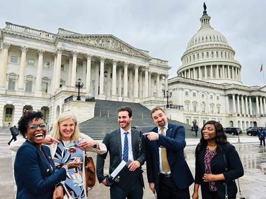 Participants in the 2024 ASH Advocacy Leadership Institute Hill Day included (left to right): Emily Limerick, MD; Jennifer Holter-Chakrabarty, MD; Quinto Gesiotto, MD; Muhamed Baljevic, MD; and Ugochi Ogu, MD.