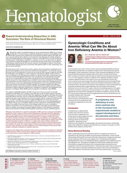 The Hematologist Cover Image for Volume 19, Issue 3