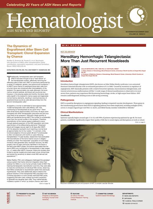 The Hematologist Cover Image for Volume 20, Issue 6