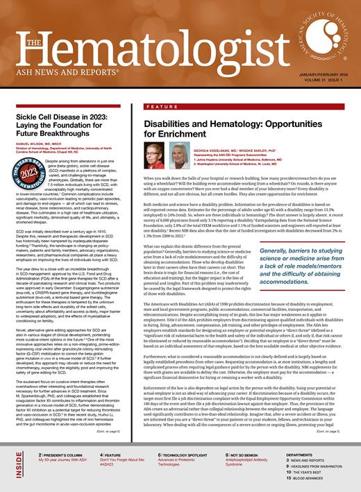 The Hematologist Cover Image for Volume 21, Issue 1